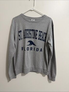 NWT St. Augustine Beach Florida Gray Blue Lightweight Sweatshirt Womens Small